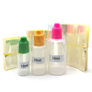 200pcs/lot pvc熱収縮ラップチューブ5ml 10ml 15ml 20ml 30ml 50mlプラスチックドロッパーボトルクリアフィルムシールMJ20