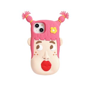 free DHL wholesale 3D Girl Pout Adorable Silicone Phone Case For iPhone 14 Pro Max 11 12 13 Pro Max Cute Cartoon Shockproof Soft Back Cover