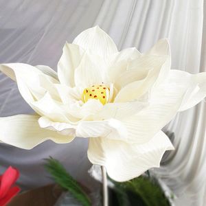 Flores decorativas artificiais cabeça de flor simulação de lótus grande espuma falsa para decoração de casamento