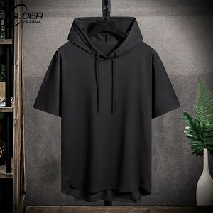 Men's T-Shirts Hooded T shirt Men Summer Korean Half Sleeve Pullover Top Soft Loose T-shirt Streetwear Sleeveless Tops Drawstring Men Clothing 230606