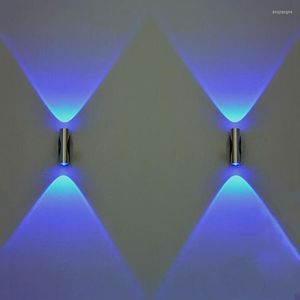 Luminária de parede Lux LED Bar KTV Alpendre Teto Lâmpadas de duas cabeças Quarto Luz de alumínio azul Luminárias domésticas WJ912