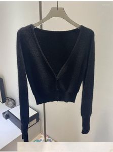 Giacche da donna Capelli di alta qualità Primavera ed estate Moda Sexy V profondo Cardigan corto in maglia da donna