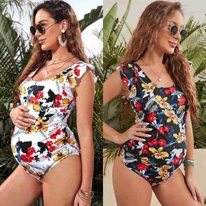 Umstandsbademode Umstandsbademode Damen Einteiliger Badeanzug mit Blattmuster Schwangerschaftsbadeanzug Sommer Beachwear Body Plus Size 2022 T230607