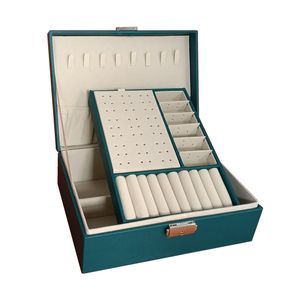 Smyckeslådor PU LÄDER SMEELDRY STORAGE Portable European Style Multi-Function Packaging Box With Drawer Winter Gift 230606