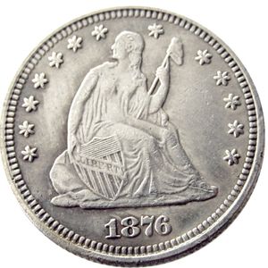 Moeda 1876 P/CC/S Sentada Liberty Quater Dollar Banhada a Prata Copiada