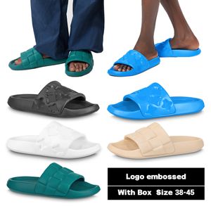 Новые дизайнерские тапочки для набережной муль из тисненого слайд-резиновая резиновая резина Summer Plaight Beach Holiday Flat Sandals Slider Мода роскошная тапочка с размером коробки 35-45