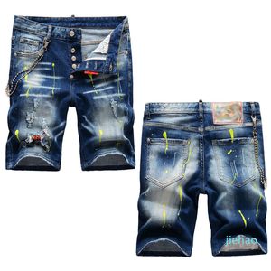 Fashion mens short denim jeans straight holes tight jeans casual summer Night club blue Cotton Men pants style