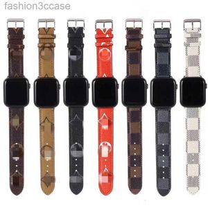 Fashion L Flower G Designer pulseiras de relógio para pulseira de relógio Apple 41mm 42mm 40mm 44mm relógio 7 6 bandas Pulseira de couro PU Pulseira de pulseira impressa com letra L550122