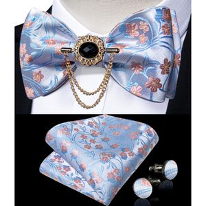 Neck Ties Exquusite Mens Selftie Bowties Свадьба для мужских аксессуаров запонок Hanky ​​Brooch Set Red Black Yellow Blue Bowtie 230605