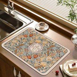 New Placemat for Dining Table Absorbent Tableware Mats Dish Drying Mat Drain Pad Heat Resistant Counter Top Mat Home Decoration wholesale
