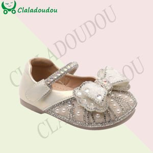 First Walkers 12-15.5cm Brand Baby Leather Shoes Beige Bling Sequin Girls Princess Dress Shoes Toddler Soft Butterfly-knot Walkers 230606