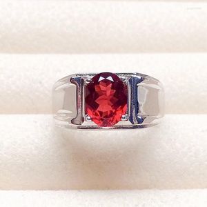 Cluster Rings Men Ring Natural Real Red Garnet 925 Sterling Silver 6 8mm 1.5ct Gemstone Fine Jewelry For Or Women X225266