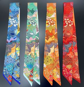 Sarongs Brand Design Zebra In Flowers Women Scarf Luxury Silk Fashion Hair Headband Foulard Skinny Bag Scarves Neckerchief 230605