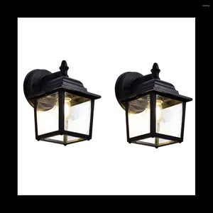 Wall Lamp Outdoor Lantern Exterior Waterproof Sconce Light Fixtures Black Front Door Lighting With Clear Beveled