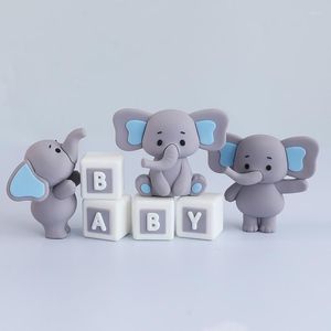 Festive Supplies Cake Topper Baby Shower Cartoon Elephant Soft Rubber Doll Ornament Gray Children Decoration Home Car Dress Up