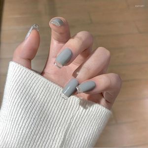 Fałszywe paznokcie 24pcs Grey Paznokcie Łat Patrz Rodzaj Wyjmowany długi akapit Modna Manicure Oszczędzaj czas Sana889