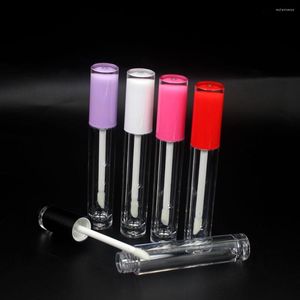 Storage Bottles 10/30/50pcs 5ML Empty Round Pink Purple White Black Red Cap Clear Lip Gloss Wand Tube Cosmetic Container