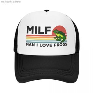 Kişiselleştirilmiş Milf Man I Love Frogs Beyzbol Kapağı Kadın Erkekler Ayarlanabilir LGBT Gay Pride Trucker Hat Street Giyim Snapback Caps L230523