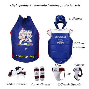 Schutzausrüstung Taekwondo-Schutzhelm Gesichtsschutz Brustplatte Arm Schienbein Schritt Hand- und Fußschutz für den täglichen Trainingsschutz 230607