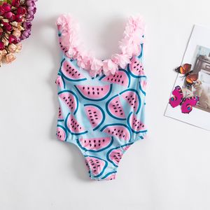 Tvådelar Baby Girl Swimsuit Suits Smittbarn Spädbarn Princess Girls Watermelon 3D Flower Swime Swimming Kids Holiday Beach Wear 230606