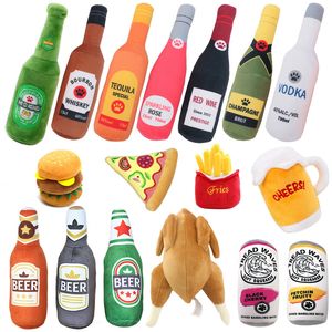 Смешные плюшевые игрушки для собак скрипучий пивная бутылка Форма Форма собака игрушка-укусочные укусочные виноград