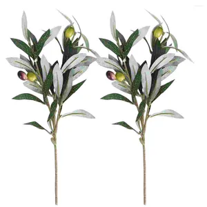 Kwiaty dekoracyjne 2PCS sztuczna gałąź rośliny Zielone liście zieleń łodygi Pogografia