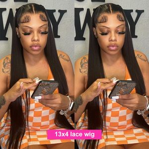 Glueless Straight Lace Front Human Hair Wigs Remy Brazilian 13x4 Transparent Straight Lace Frontal Wig For Women