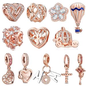 2023 Novo 925 Prata Esterlina Ouro Rosa Estilo Europeu e Americano Amor das Mães Pingente Contas Charm Contas Fit Original Pandora Pulseira Feminina Jóias Presente DIY