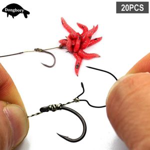 Acessórios de pesca 20 PCS Carp Maggot Clip Bait Ring Hooks Sting Boilie Pin Spike Live Lure Hook Chod Hair Rig Tackle 230606