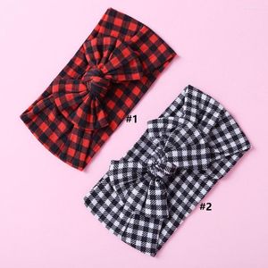 Accessori per capelli 10 Pz / lotto 2023 Arrivo Plaid Nylon Fasce per bambini Rosso Nero Check Fascia Ragazze Turbante Prezzo all'ingrosso