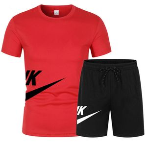 Sommer herren Sportswear Marke Fitness Anzug Lauf Kleidung Casual T-shirt + Shorts Sets Atmungsaktives 2 Stück Jogging Trainingsanzug Männer