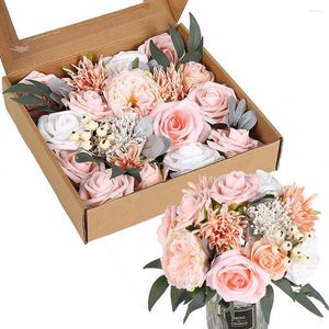 Dekorativa blommor Artificial Box Set för DIY Wedding Bouquets Centerpieces Arrangemang Fest Baby Shower Home Decorations