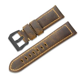 Skicka äkta kalvläder Watch Strap Armband Watch Bands Brown Watchband för Pan 22mm 24mm 26mm Erai1839