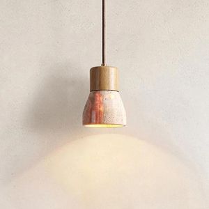 Wall Lamp Japanese-Style Wabi Sabi Small Walnut Home Stay Restaurant Pendent Light Creative Natural Yellow Stone Led Room Decoration