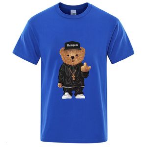 Herr t-shirts sommar bomullsherr t-shirt högkvalitativ man skjortor vintage björn tryck mode kläder casual streetwear roliga tees unisex topps 230606