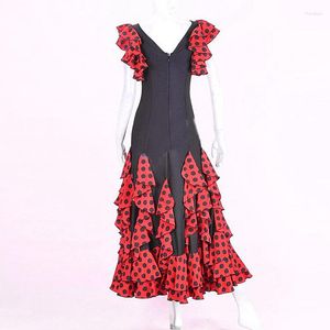 Stage Wear Girls Spanish Dress Costume Kids Flamenco For Tango Women Ballroom Dance Waltz Dot