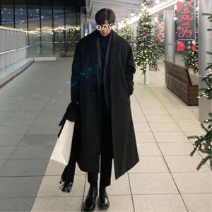 Men's Trench Coats Perth Korean Version Men's Long Over Knee Coat Handsome And Fashionable Lapel Jacket Winter Woolen