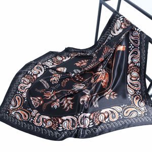 サロンシルクスカーフ女性ラグジュアリーブランドスクエア9090cm HOOFD SJAAL FOULARD BANDANNA SHAWL SATIN HiJAB HEADHAIR SCARVES 230605