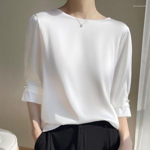 Женские футболки T 2023 Summer Pure Cotton Knoteed Chotkersement's Women's V-образный выстрел. Распространенная универсальная тонкая тонкая пуловая футболка