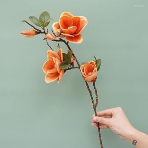 Dekoracyjna symulacja Magnolia Długa sztuczna gałąź sztuczny sztuczny orchidea bukiet domowy salon aranżacja
