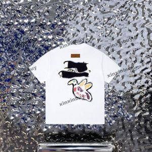 Xinxinbuy Мужчины дизайнерская футболка футболка 23SS Граффити с утиной утиной припечаток с коротки