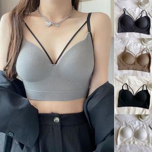 Camisoles & Tanks Ladies Camisole Slim Fit Seamless 3D Fixed Cup Bra Pad Wrapped Chest Women's Sexy Short Suspender Sports Vest