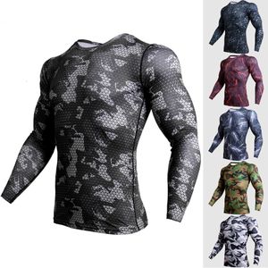 Men's T-Shirts Compression Shirt Men Camouflage Long Sleeve Tight Tee Shirt Men Fitness 3D Quick Dry Clothes MMA Rashguard Gyms Camo T-Shirt 230607