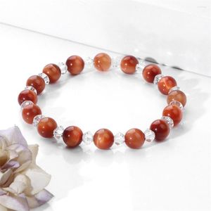 Strand Colorful Natural Tiger Eye Clear Quart Bracelet 8mm Healing Stone Bead Bracelets Stretch Meditation Bangle For Men Women Jewelry