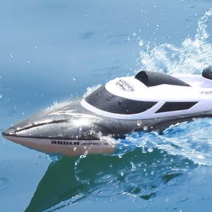 Elektrikli RC Tekneleri 2.4GHz HJ806 LED Işık ile Büyük RC Speed ​​Boat 35km H 200ms Su Geçirmez Model Yüksek Hızlı Yarış Gemi Açık Gemi Hediyeleri Erkekler 230607