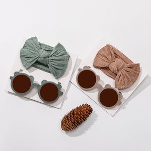 2 Teile/los Mode Sonnenbrillen Nette Und Weiche Nylon Elastische Stirnband Sets Für Babys Mädchen Kopfbedeckungen Chlidren Haar Zubehör