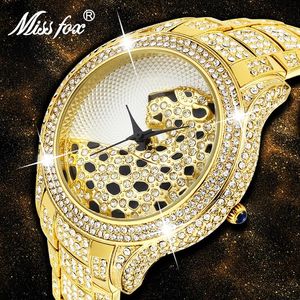 Miss Fox Watch Watch Men Diamond Gold Mens relógios Top preto simples Tiger XFCS Business Masculino Relógios de quartzo masculino239U