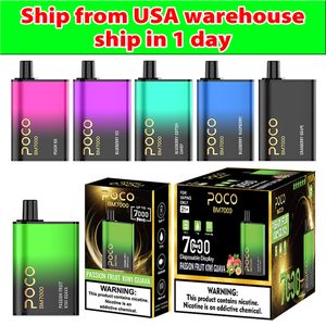 USA-Lager Original E-Zigarette POCO BM7000 Vorgefüllter 17-ml-Pod 7000 Puffs 650-mAh-Mesh-Spule Typ C wiederaufladbare Einweg-Vapes