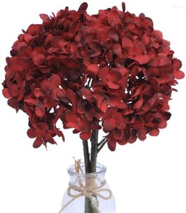 Decorative Flowers Hydrangea Artificial Red Faux Bundles Silk With Stems Floral Arrangements Centerpieces