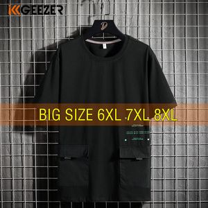 Męskie koszulki T Shirt Men 6xl 7xl 8xl krótkie rękaw 95% bawełna plus czarne koszulki letnia koszulka Tshirt moda Highstreet Loose Drop 230606